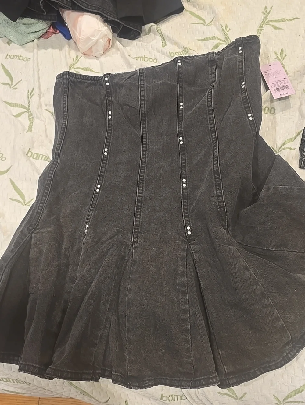 ❤️10/$40 New Strapless Black Denim Fit-and-Flare Dress